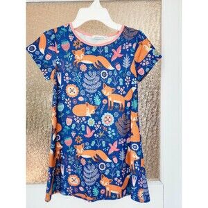 Sunshine Swing Girls‎ Short-Sleeve Fox Dress ~ Size 7 EUC